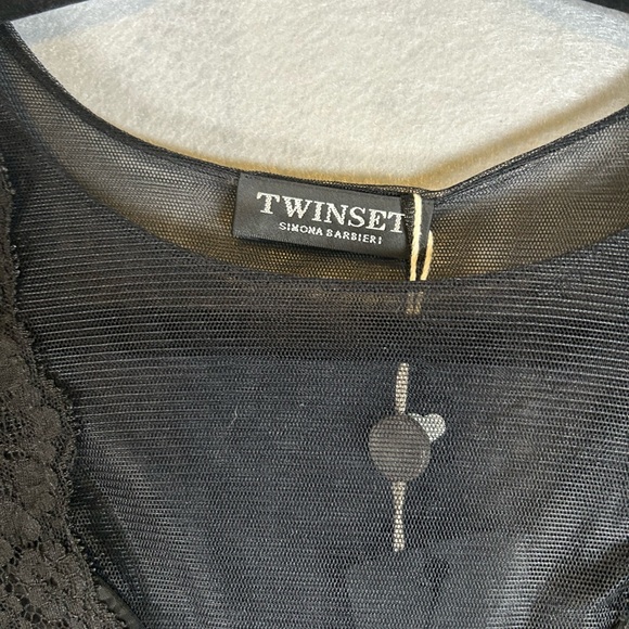 TWIN-SET NWT Scoop Neck Knee-Length Black Party Dress with Bow Lace‎ Sz 6/Small - Picture 4 of 16